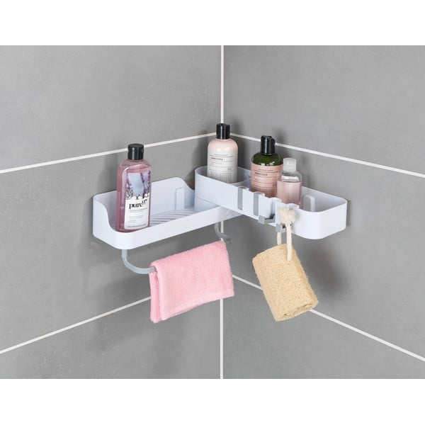 Fehér öntapadós műanyag fürdőszobai sarok polc - Maximex-image-3