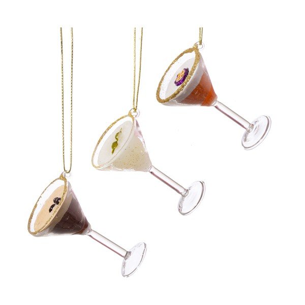 Üveg karácsonyfadísz készlet 3 db-os 15,5 cm Martini Cocktail – Sass & Belle