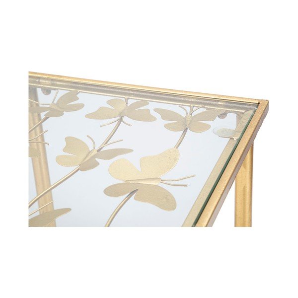 Fehér-aranyszínű konzolasztal üveg asztallappal 35x100 cm Butterflies – Mauro Ferretti-image-4