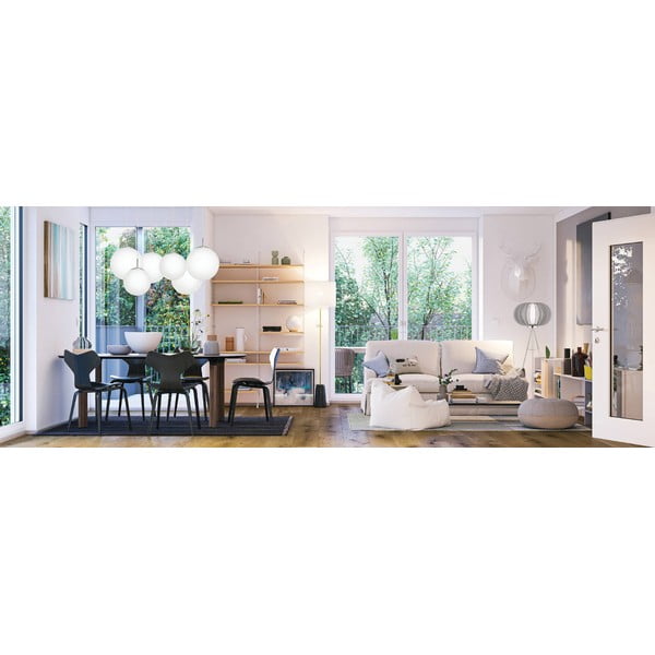 Fehér-ezüstszínű függőlámpa üveg búrával ø 25 cm RONDO – EGLO-image-1