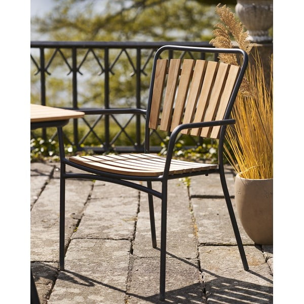 Natúr színű tömörfa-fém kerti szék szett 2 db-os Cleveland – House Nordic-image-1