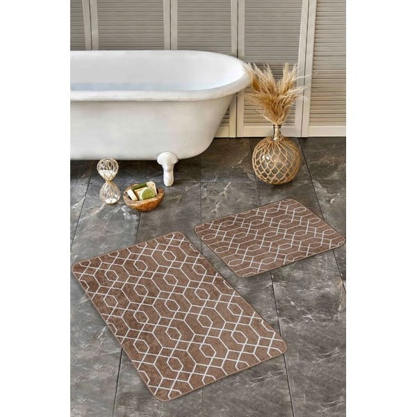 Barna bársony fürdőszobai kilépő szett 2 db-os 60x100 cm – Mila Home-image-4