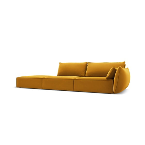 Mustársárga bársony kanapé, jobb oldali 264 cm Vanda – Mazzini Sofas-image-2