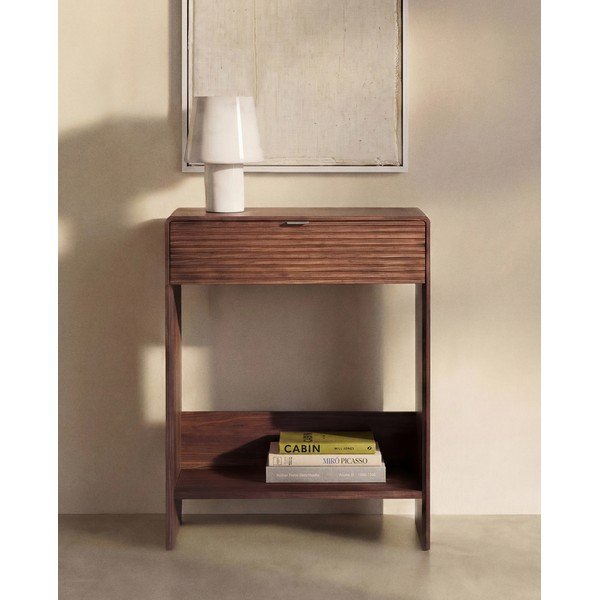 Sötét natúr színű komód diófa dekorral 60x81x37 cm Norlen – Kave Home-image-1