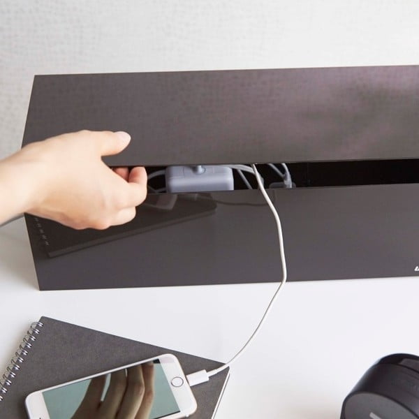 Web Cable Box fekete-barna doboz töltőknek- YAMAZAKI-image-1