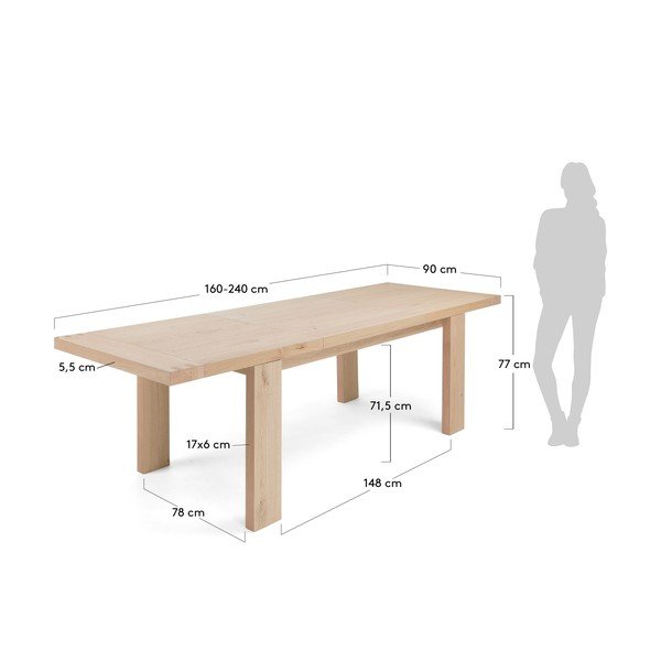 Dobry szétnyitható étkezőasztal, hossza 160-240 cm - La Forma-image-1