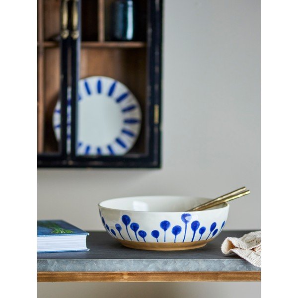 Fehér-kék kerámia tál ø 28 cm Linora – Bloomingville-image-1