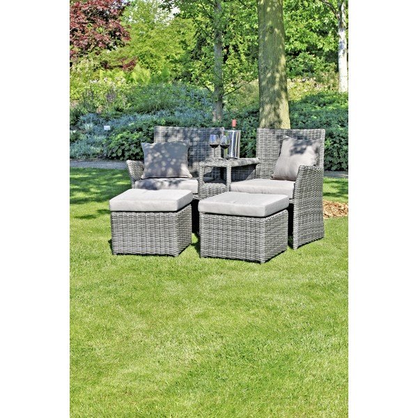 Szürke műrattan kétszemélyes kerti lounge szett Calgary – Garden Pleasure-image-3