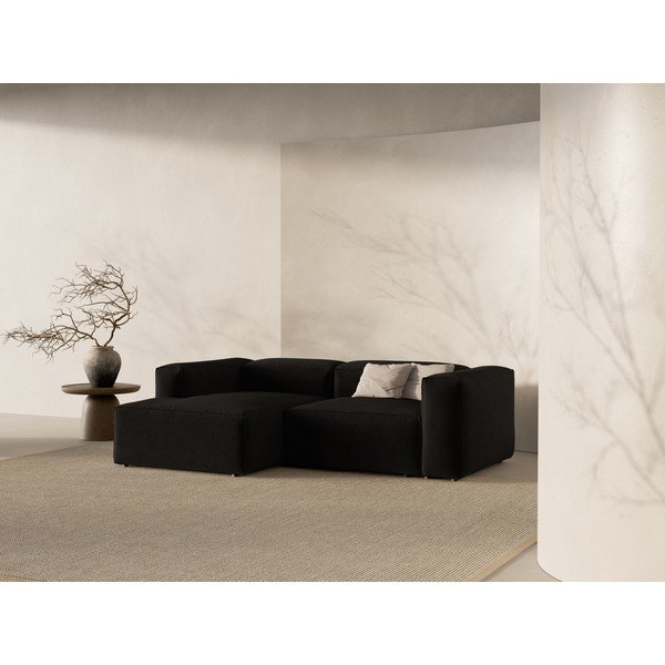 Fekete sarokkanapé (bal oldali-heverő résszel) Bergamo – Cosmopolitan Design-image-1