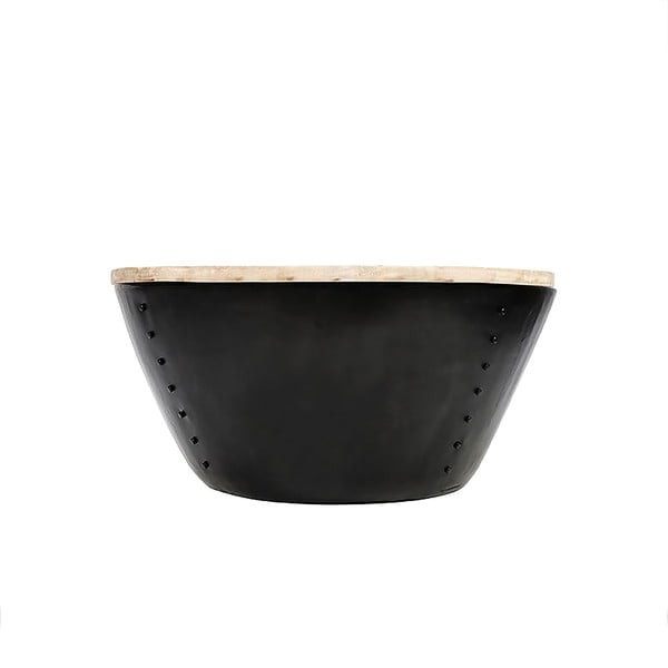 Indi fekete rakodóasztal mangófa asztallappal, ⌀ 80 cm - LABEL51