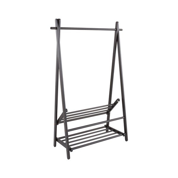 Fekete borovi fenyő ruhatartó állvány 100x150x41 cm Cole – Jotex