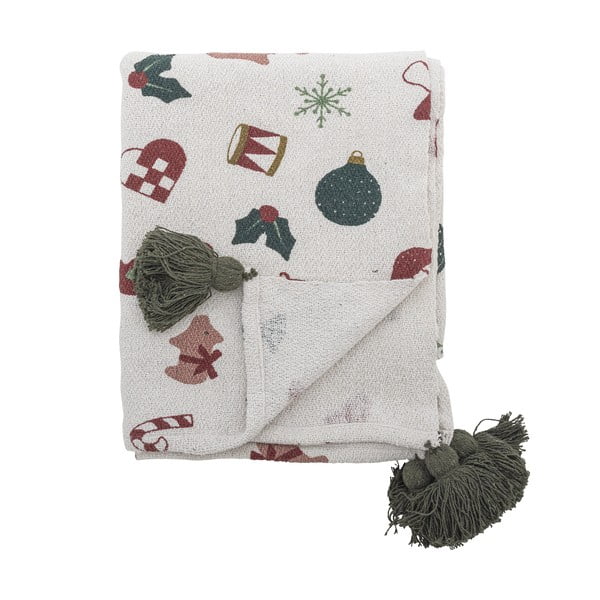 Fehér takaró karácsonyi mintával 130x160 cm Yule – Bloomingville