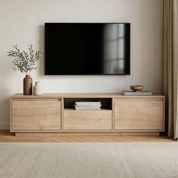 Natúr színű TV-állvány tölgyfa dekorral 160x42x30 cm Sentinel – Kalune Design-image-2