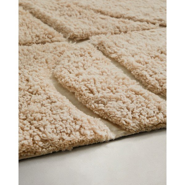 Krémszínű kézi szövésű gyapjú szőnyeg 200x300 cm Nak – Kave Home-image-3