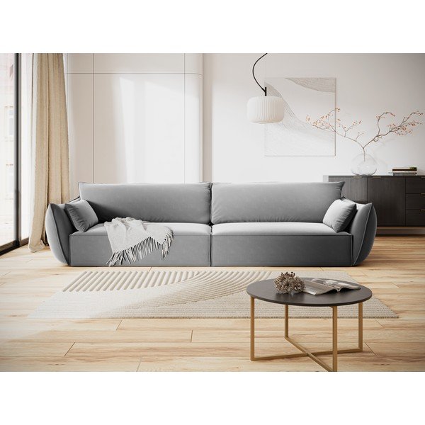 Világosszürke bársony kanapé 248 cm Vanda – Mazzini Sofas-image-1