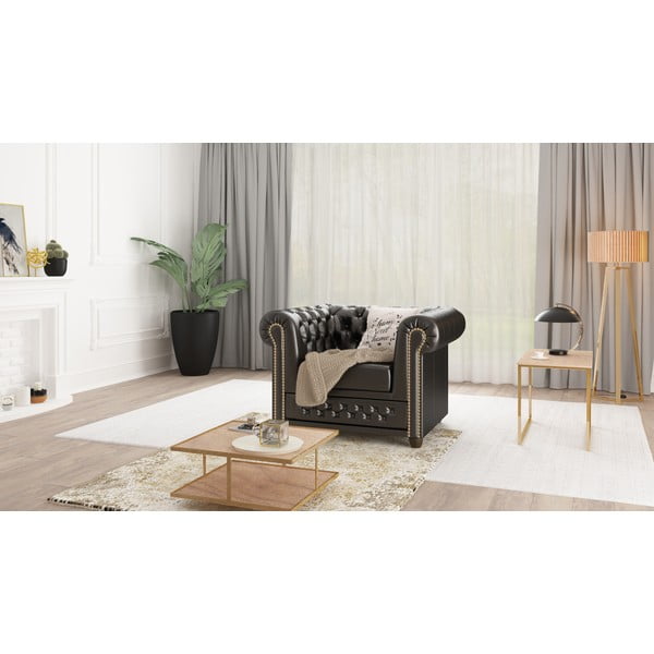 Fekete bőrutánzat fotel York – Ropez-image-1