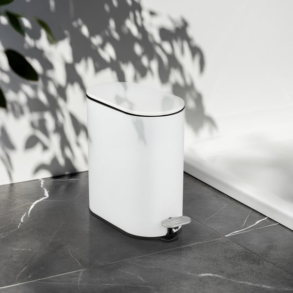 Matt fehér acél pedálos szemetes 5 l Collungo – Wenko-image-1