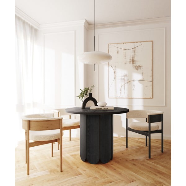 Kerek étkezőasztal tölgyfa dekorral ø 98 cm Soft – Woodman-image-2