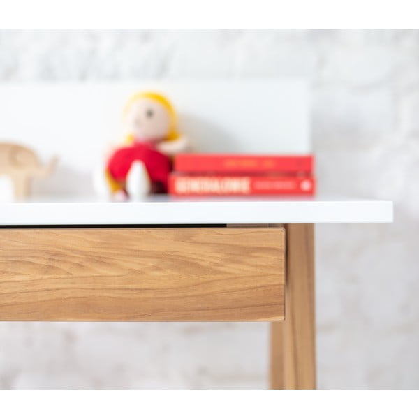 Luka fehér íróasztal kőrisfa lábakkal, hossz 110 cm - Ragaba-image-4