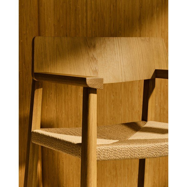 Natúr színű tölgyfa karfás étkezőfotel Idun – Kave Home-image-2