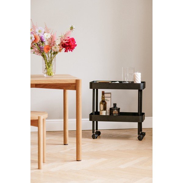 Bézs fém gurulós polcos állvány 60x62x30 cm Nolle – noo.ma-image-1