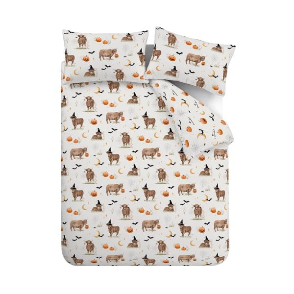 Szürkésbézs kétszemélyes ágyneműhuzat 200x200 cm Halloween Highland Cow – Catherine Lansfield