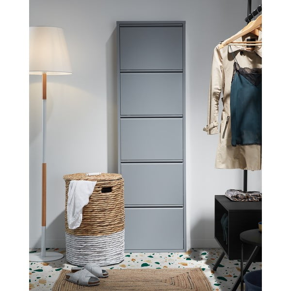 Szürke fém billenő ajtós cipőtartó 50x169x15 cm Ode – Kave Home-image-4