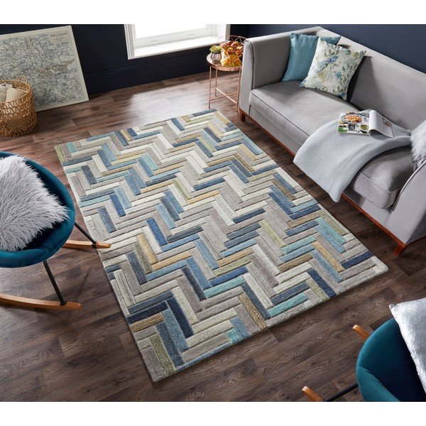 Russo szürke-kék gyapjú szőnyeg, 160 x 230 cm - Flair Rugs-image-4