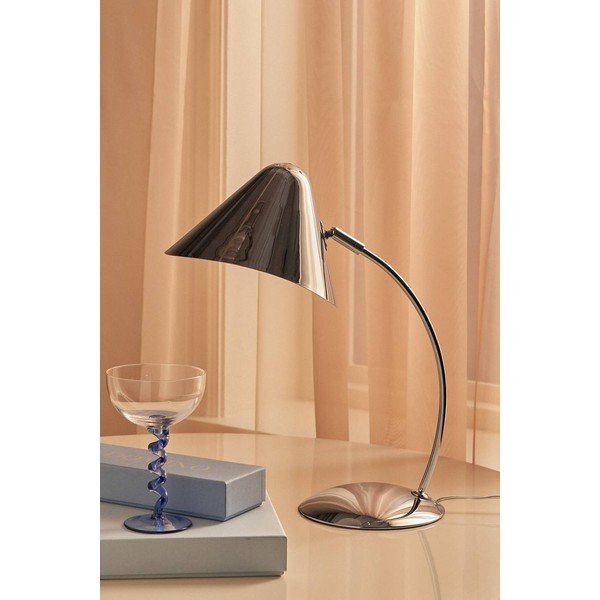 Fényes ezüstszínű acél asztali lámpa hajlítható szerkezettel (magasság 40 cm) Nathan – Ellos Home-image-2