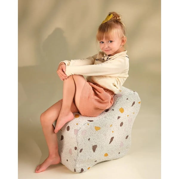 Fehér buklé-zsenília gyerek puff Terrazzo Cloud – Wigiwama-image-4