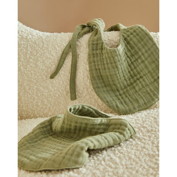 Zöld muszlin előke szett 2 db-os Prune – Kave Home-image-1