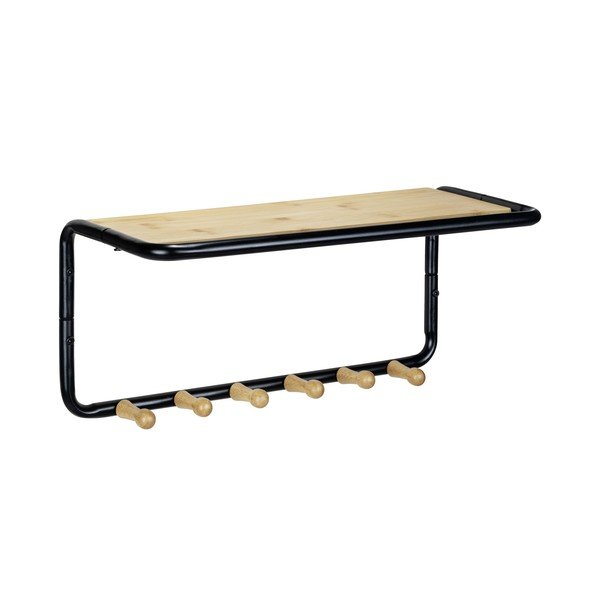 Fekete-natúr színű fém fali fogas polccal Loft – Wenko-image-1