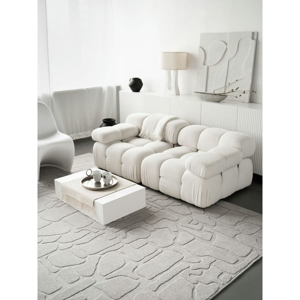 Világosszürke gyapjú szőnyeg 200x300 cm Morphic Dunes – Agnella-image-1