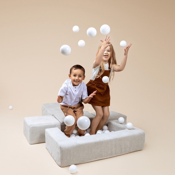 Rózsaszín kordbársony habszivacs játszótér 6 db-os magasság 40 cm 100x35 cm Montessori – Meowbaby-image-1