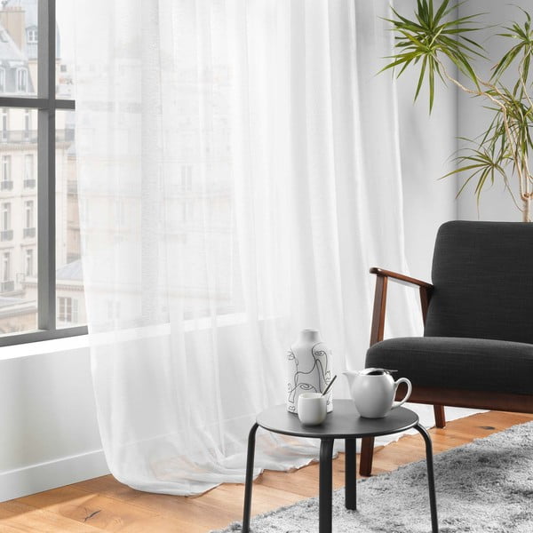 Fehér voile fényáteresztő függöny 400x240 cm Lissea – douceur d'intérieur-image-1