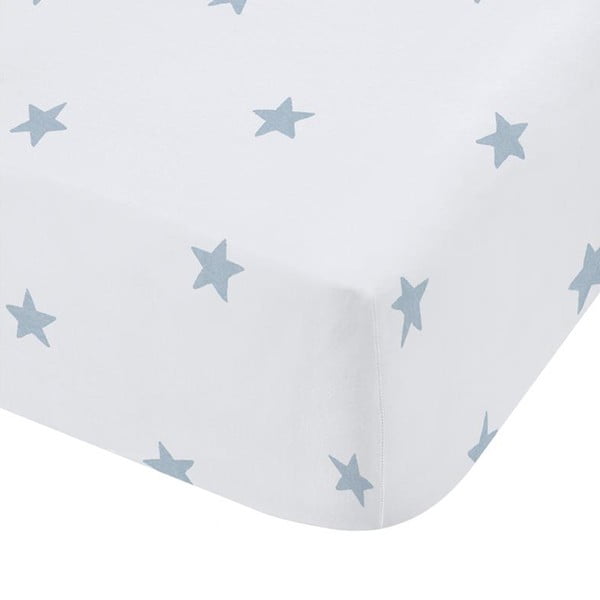 Fehér-kék gumis pamut gyerek lepedő babaágyhoz 70x140 cm Mini Star & Stripes – Bianca