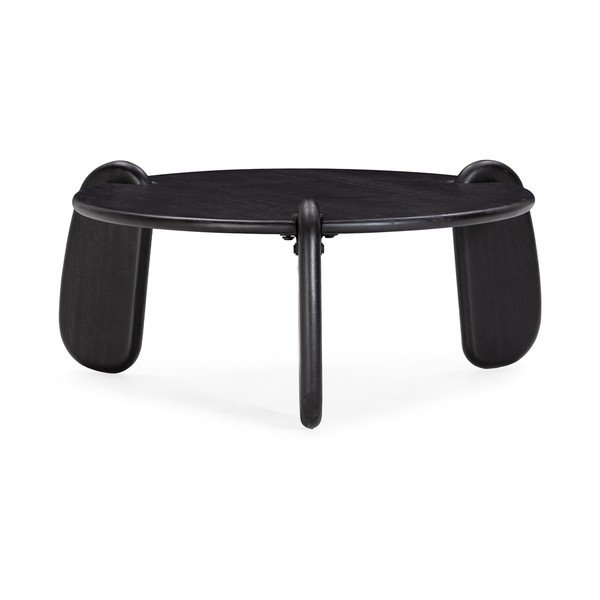 Fekete mangófa kerek dohányzóasztal ø 80 cm Tamira – MOME