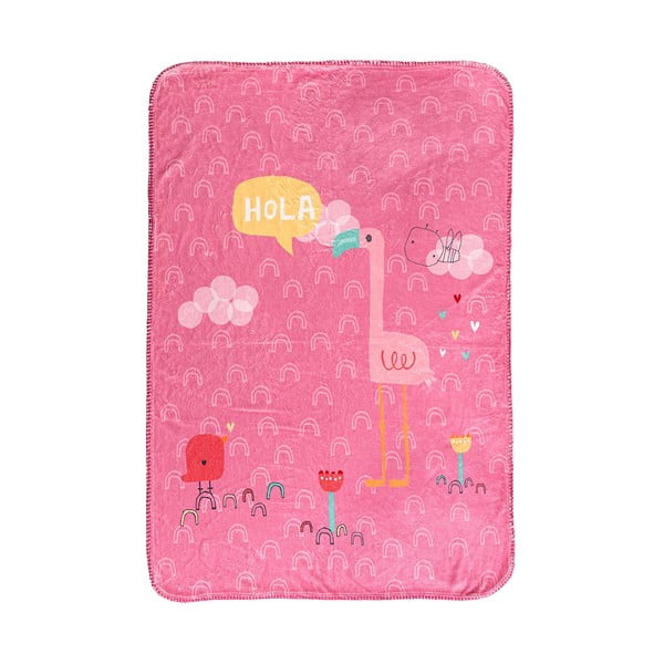 Rózsaszín mikroszálas gyerek takaró 140x110 cm Hola – Moshi Moshi
