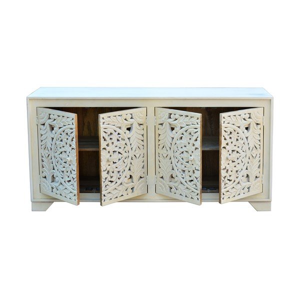 Krémszínű mangófa alacsony komód 85x40 cm Kalita – Støraa-image-2