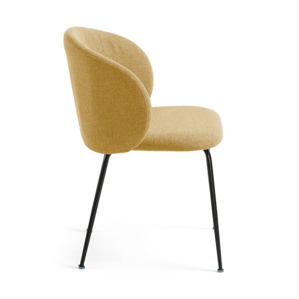 Mustársárga kárpitozott étkezőfotel Minna – Kave Home-image-2