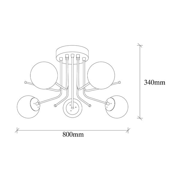 Fehér-sárgaréz színű mennyezeti lámpa üveg búrával 80x80 cm Daisy – Opviq lights-image-3