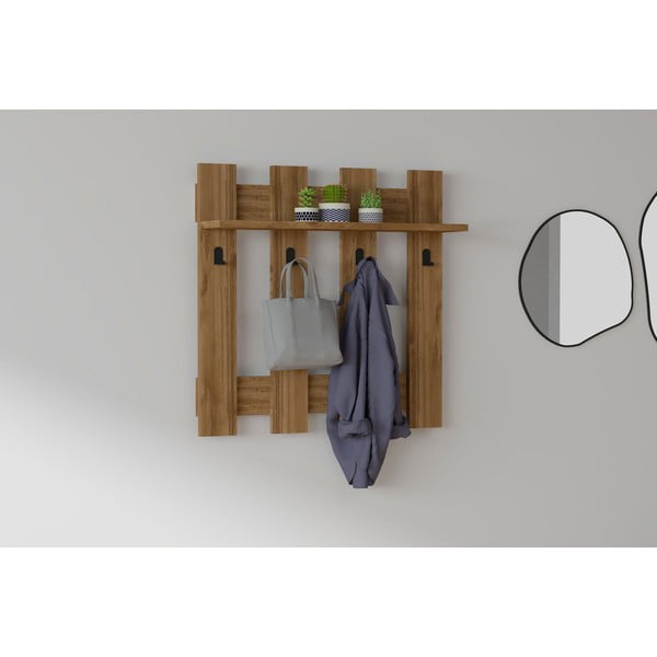 Carina sötétbarna fali polc 4 akasztóval-image-1