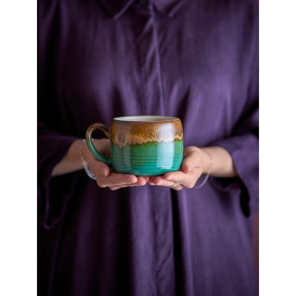 Zöld-barna kőedény bögre szett 4 db-os 400 ml Sheen – Bloomingville-image-1