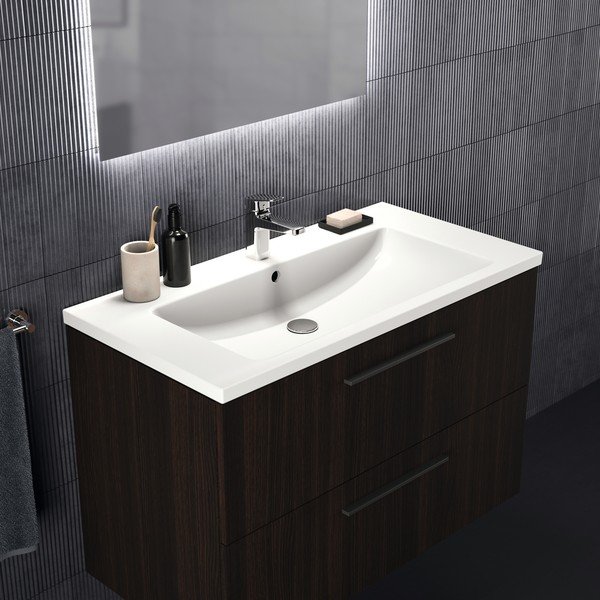 Sötétbarna fali mosdó alatti szekrény tölgyfa dekorral 100x63 cm i.Life B – Ideal Standard-image-1