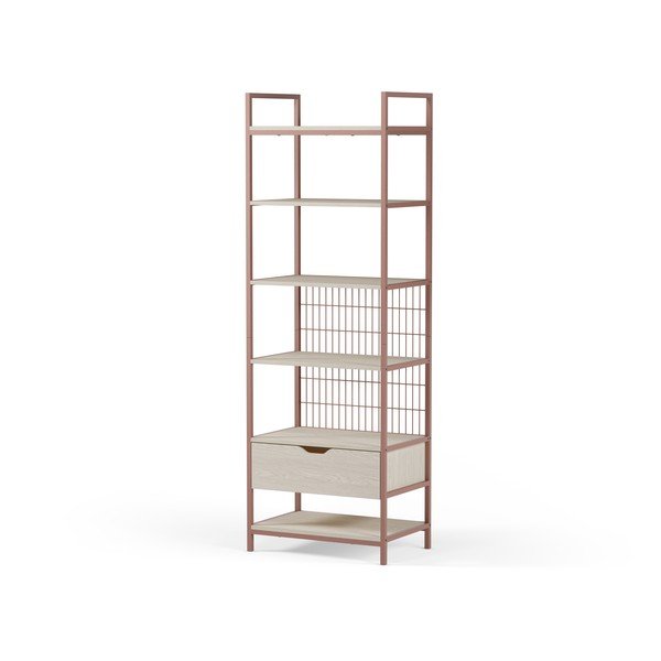 Terrakotta színű acél könyvespolc 60x179,5x40 cm Amara – Marckeric-image-2