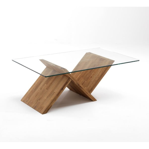 Natúr színű dohányzóasztal üveg asztallappal 120x70 cm Ole – Tomasucci