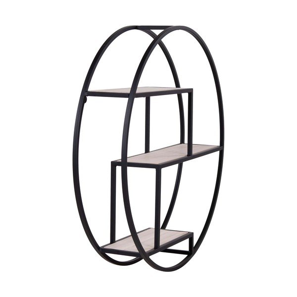 Fekete-natúr színű többszintes paulownia fali polc 62 cm Rotterdam – House Nordic-image-4