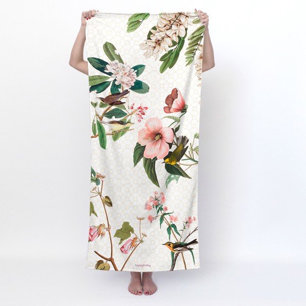 Fehér fürdőlepedő 70x150 cm Blooming – Happy Friday-image-1
