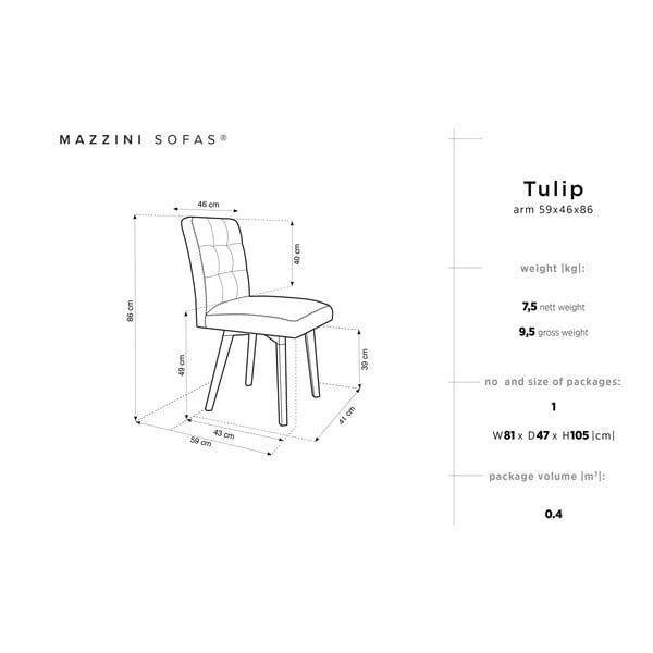 Tulip fekete étkezőszék - Mazzini Sofas-image-3