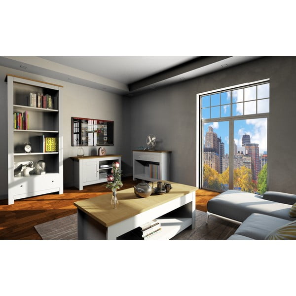 Szürke-natúr színű TV-állvány tölgyfa dekorral 95x58 cm Emerald – Støraa-image-1